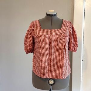 Retro rockabilly pinup gingham blouse cropped large brand new
